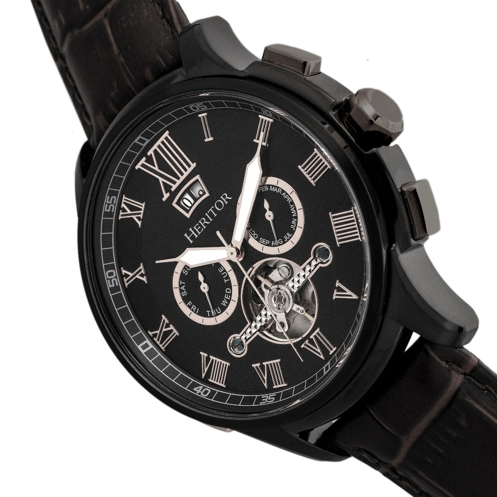 NWT All Black Automatic Leather Band Watch